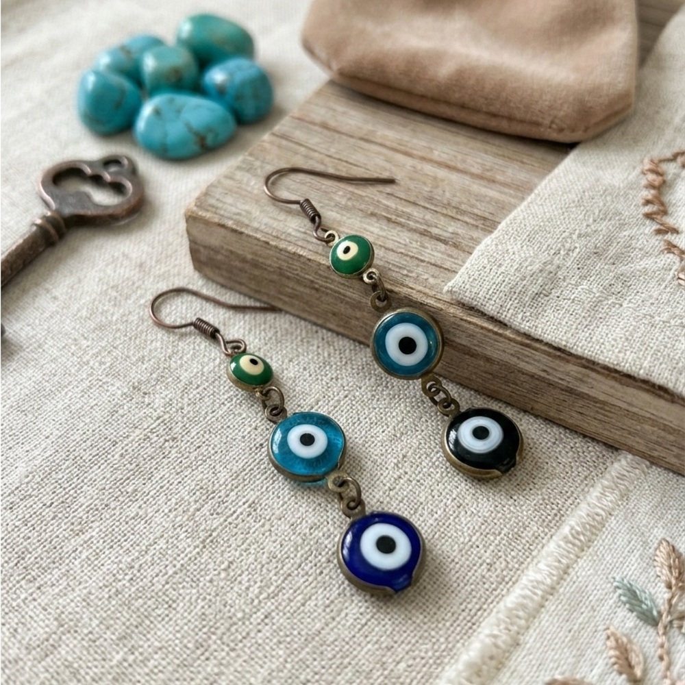 🧿Handmade Evil Eye Dangle Earrings
